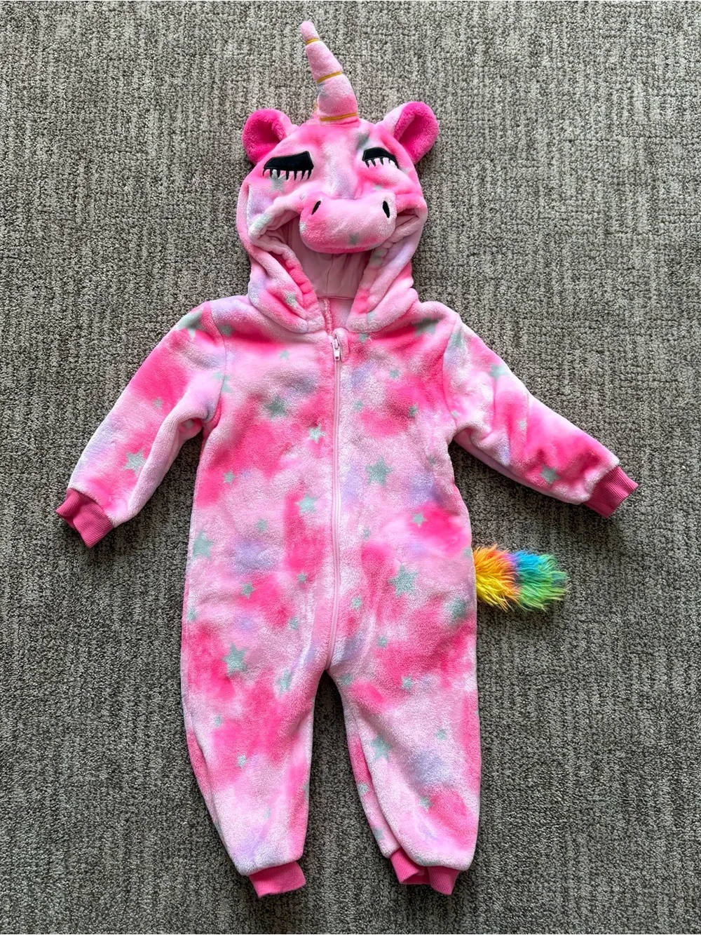 Baby girl’s pink unicorn one piece costume size 18/24 months